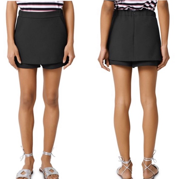 Maje Pants - New Maje Ipam Crepe Skirt Overlay Shorts Black